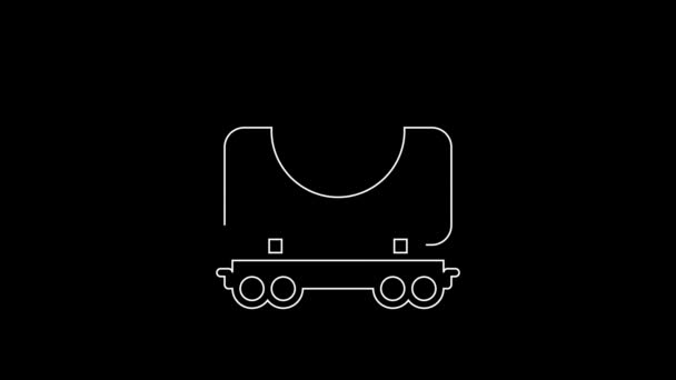 White Line Radioactive Cargo Train Wagon Icon Isolated Black Background — ストック動画