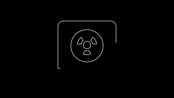 Біла Лінія Піктограма Ядерного Ноутбука Ізольована Чорному Тлі Відео Рух — стокове відео