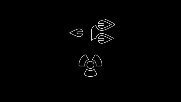 Witte Lijn Radioactief Pictogram Geïsoleerd Zwarte Achtergrond Radioactief Giftig Symbool — Stockvideo