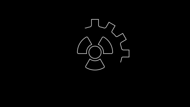 White Line Radioactive Icon Isolated Black Background Radioactive Toxic Symbol — Stock Video