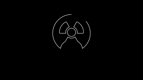Weiße Linie Radioaktives Symbol Isoliert Auf Schwarzem Hintergrund Radioaktives Toxisches — Stockvideo