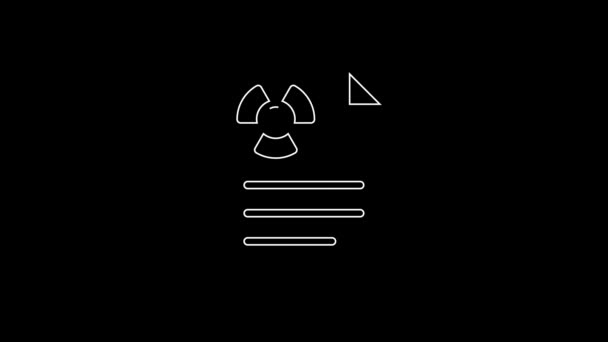 Weiße Linie Radiation Warndokument Symbol Isoliert Auf Schwarzem Hintergrund Textdatei — Stockvideo