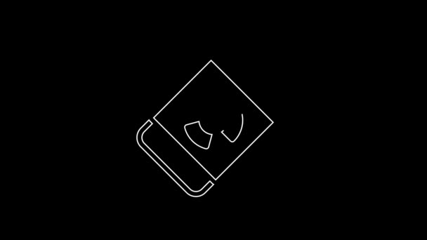 White Line Nuclear Energy Battery Icon Isolated Black Background Video — Vídeo de stock