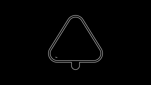 Linie Albă Semn Triunghi Simbol Radiație Izolat Fundal Negru Animație — Videoclip de stoc