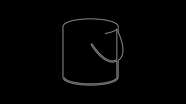 White Line Paint Bucket Icon Isolated Black Background Video Motion — Stock Video