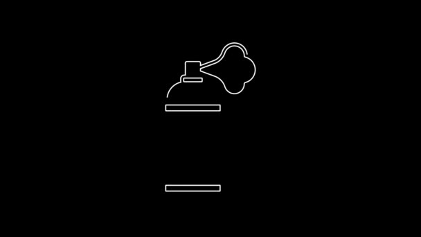 ホワイトラインペイントスプレーは黒の背景にアイコンを隔離することができます 4Kビデオモーショングラフィックアニメーション — ストック動画