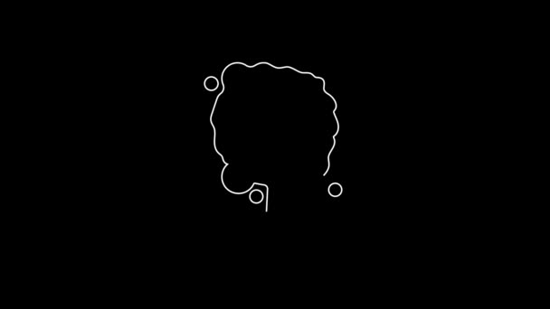 White Line Paint Spray Icon Isolated Black Background Video Motion — Vídeo de stock