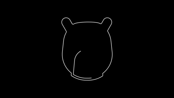 Bílá Čára Ikona Medvědí Hlavy Izolovaná Černém Pozadí Grafická Animace — Stock video