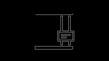 White line Animal cage icon isolated on black background. 4K Video motion graphic animation.