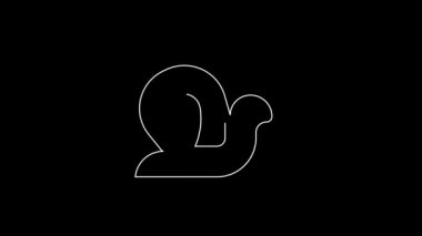 White line Snail icon isolated on black background. 4K Video motion graphic animation.