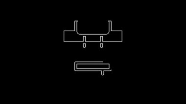 Beyaz çizgi Yürüyüş sırt çantası simgesi siyah arkaplanda izole edildi. Kamp ve dağ gezisi sırt çantası. 4K Video hareketli grafik canlandırması.