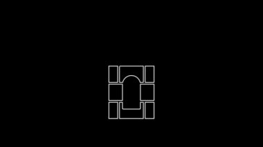 White line Castle tower icon isolated on black background. Fortress sign. 4K Video motion graphic animation.