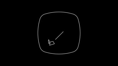 Beyaz çizgi sihirli taş simgesi siyah arkaplanda izole edildi. Fantezi kristali. Maç için mücevher. 4K Video hareketli grafik canlandırması.