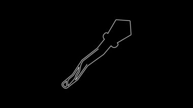 Beyaz çizgi sihirli asa simgesi siyah arkaplanda izole edildi. Sihirli değnek, asa, değnek, değnek. 4K Video hareketli grafik canlandırması.