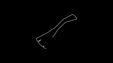 Beyaz çizgi cadıları siyah arka planda izole edilmiş süpürge ikonu. Mutlu Cadılar Bayramı Partisi. 4K Video hareketli grafik canlandırması.