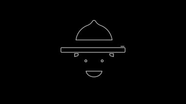 White line Canadian ranger hat uniform icon isolated on black background. 4K Video motion graphic animation.