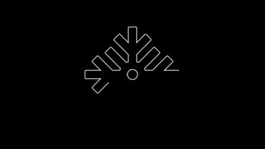 Beyaz çizgi Kar Tanesi simgesi siyah arkaplanda izole edildi. Mutlu Noeller ve mutlu yıllar. 4K Video hareketli grafik canlandırması.