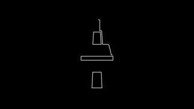 White line TV CN Tower in Toronto icon isolated on black background. Famous world landmarks icon concept. Tourism and vacation theme. 4K Video motion graphic animation.