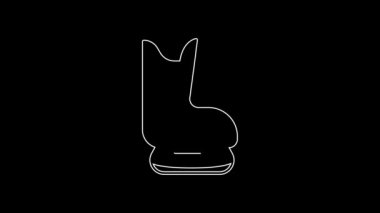 White line Skates icon isolated on black background. Ice skate shoes icon. Sport boots with blades. 4K Video motion graphic animation.