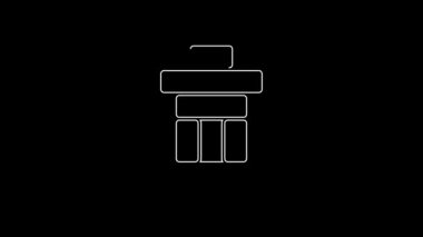 White line Inukshuk icon isolated on black background. 4K Video motion graphic animation.