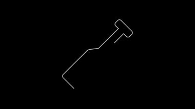 Beyaz çizgi Paddle simgesi siyah arkaplanda izole edildi. Kürek çekin. 4K Video hareketli grafik canlandırması.