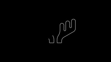 White line Deer antlers icon isolated on black background. Hunting trophy on wall. 4K Video motion graphic animation.