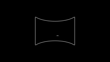 White line Hd movie, tape, frame icon isolated on black background. 4K Video motion graphic animation.