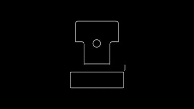 White line Cinema chair icon isolated on black background. 4K Video motion graphic animation.