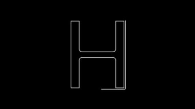 Siyah arkaplanda beyaz çizgi Play Video simgesi izole edildi. Film şeridi tabelası. 4K Video hareketli grafik canlandırması.