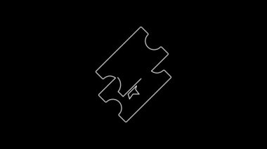 Siyah arka planda beyaz çizgi sinema bileti ikonu izole edildi. 4K Video hareketli grafik canlandırması.