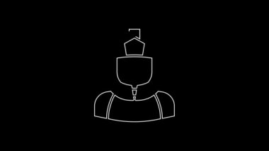 White line Firefighter icon isolated on black background. 4K Video motion graphic animation.