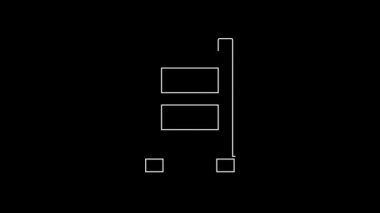 White line Fire escape icon isolated on black background. Pompier ladder. Fireman scaling ladder with a pole. 4K Video motion graphic animation.