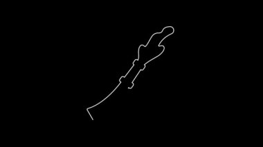 White line Fire hose reel icon isolated on black background. 4K Video motion graphic animation.