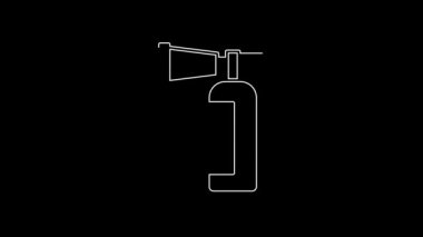 White line Fire extinguisher icon isolated on black background. 4K Video motion graphic animation.