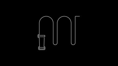 White line Fire hose reel icon isolated on black background. 4K Video motion graphic animation.