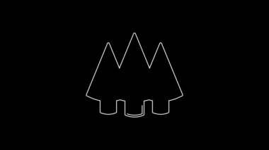 Beyaz çizgi Noel ağacı simgesi siyah arkaplanda izole edilmiş. Mutlu Noeller ve mutlu yıllar. 4K Video hareketli grafik canlandırması.