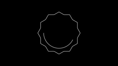 White line Circular saw blade icon isolated on black background. Saw wheel. 4K Video motion graphic animation.