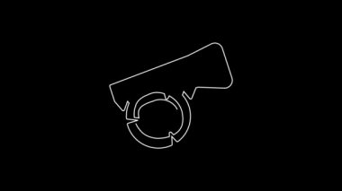 White line Hand saw and log icon isolated on black background. 4K Video motion graphic animation.