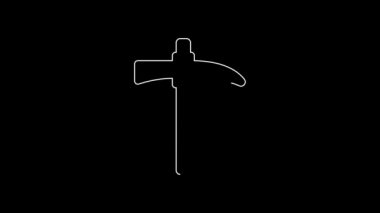 Siyah arkaplanda beyaz çizgi seçici simgesi izole edildi. 4K Video hareketli grafik canlandırması.