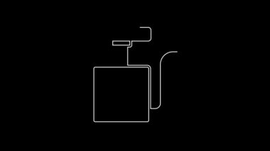 Siyah arka planda izole edilmiş dinamit simgesi için beyaz çizgi ateşleyicisi. 4K Video hareketli grafik canlandırması.