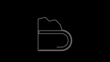 White line Conveyor belt carrying coal icon isolated on black background. 4K Video motion graphic animation.