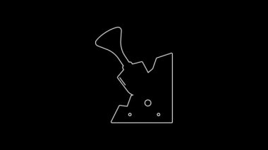 White line Shovel and stone icon isolated on black background. Gardening tool. Tool for horticulture, agriculture, farming. 4K Video motion graphic animation.