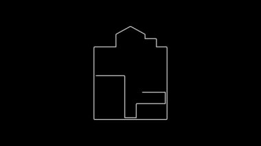 White line Mine entrance icon isolated on black background. 4K Video motion graphic animation.