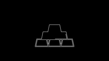 Beyaz çizgi altın çubukları simgesi siyah arkaplanda izole edildi. Bankacılık işi konsepti. 4K Video hareketli grafik canlandırması.