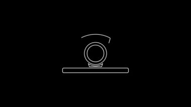 White line Miner helmet icon isolated on black background. 4K Video motion graphic animation.
