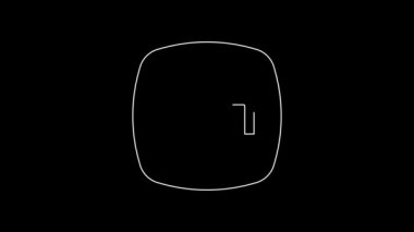 Beyaz hat dinamit çubuğu ikonu siyah arka planda izole edildi. Saatli bomba - patlama tehlikesi kavramı. 4K Video hareketli grafik canlandırması.
