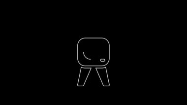 Beyaz çizgi Web kamera simgesi siyah arkaplanda izole edildi. Sohbet kamerası. Web kamerası simgesi. 4K Video hareketli grafik canlandırması.