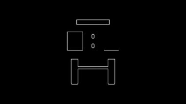 White line Sport mechanical scoreboard and result display icon isolated on black background. 4K Video motion graphic animation.