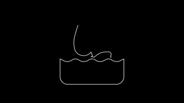 White line Windsurfing icon isolated on black background. 4K Video motion graphic animation.