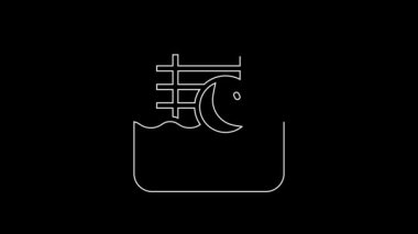 White line Water polo icon isolated on black background. 4K Video motion graphic animation.